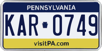 PA license plate KAR0749