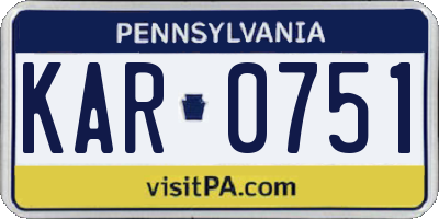 PA license plate KAR0751