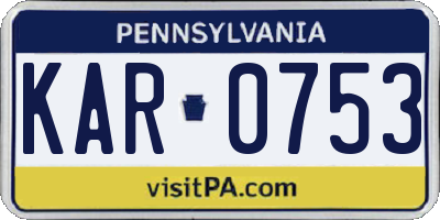 PA license plate KAR0753