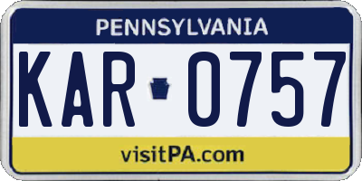 PA license plate KAR0757