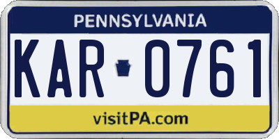 PA license plate KAR0761