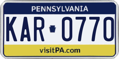 PA license plate KAR0770