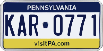 PA license plate KAR0771