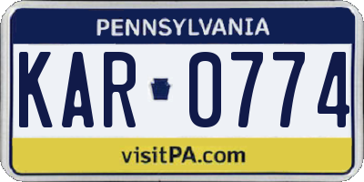 PA license plate KAR0774