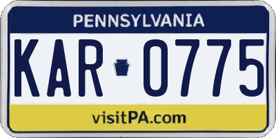 PA license plate KAR0775