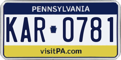 PA license plate KAR0781