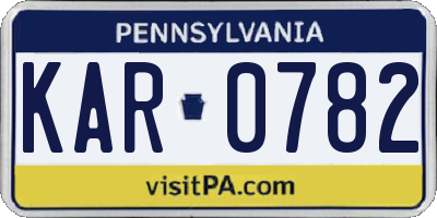 PA license plate KAR0782
