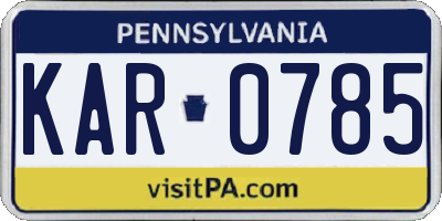 PA license plate KAR0785
