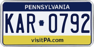 PA license plate KAR0792