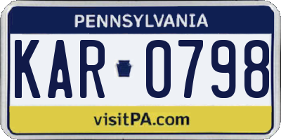 PA license plate KAR0798