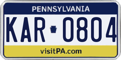 PA license plate KAR0804