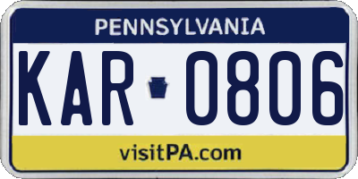 PA license plate KAR0806