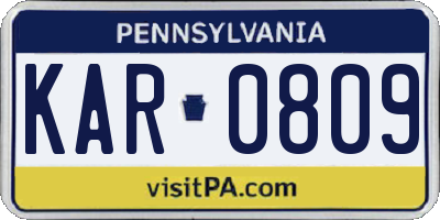 PA license plate KAR0809