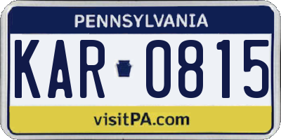 PA license plate KAR0815