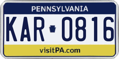 PA license plate KAR0816
