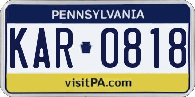 PA license plate KAR0818