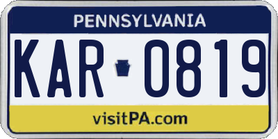 PA license plate KAR0819