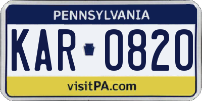 PA license plate KAR0820