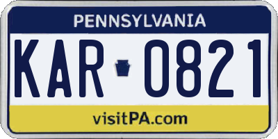 PA license plate KAR0821