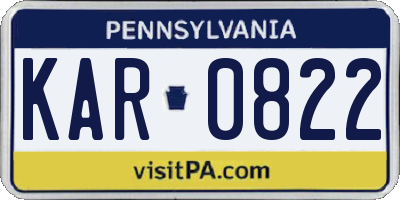 PA license plate KAR0822