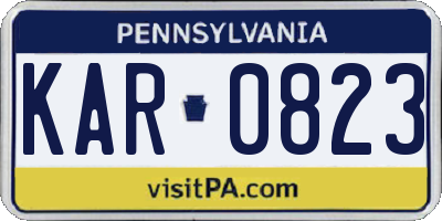 PA license plate KAR0823