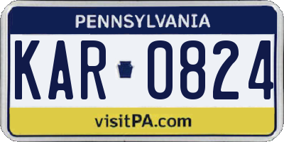 PA license plate KAR0824
