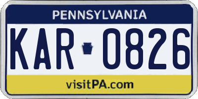 PA license plate KAR0826