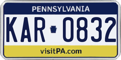 PA license plate KAR0832