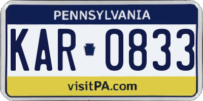PA license plate KAR0833
