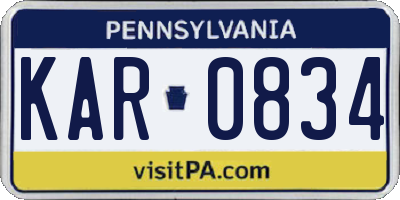 PA license plate KAR0834