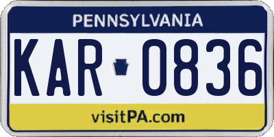 PA license plate KAR0836