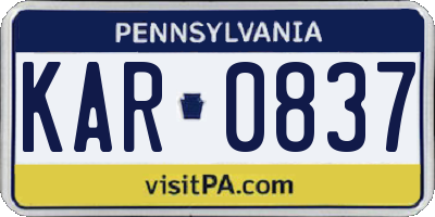 PA license plate KAR0837