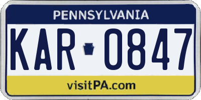 PA license plate KAR0847