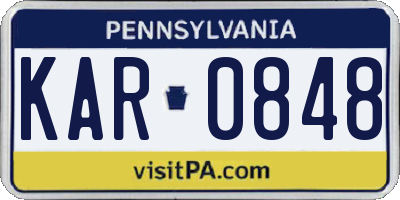 PA license plate KAR0848
