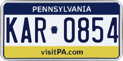PA license plate KAR0854