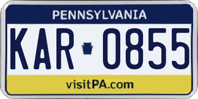 PA license plate KAR0855