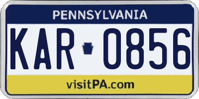 PA license plate KAR0856