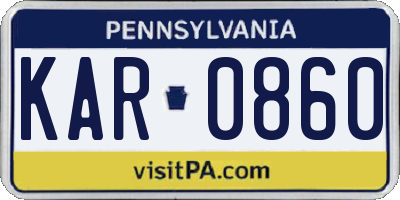 PA license plate KAR0860