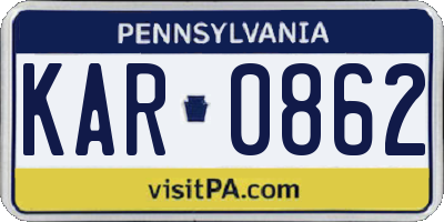 PA license plate KAR0862