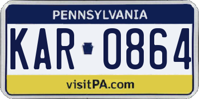 PA license plate KAR0864