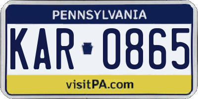 PA license plate KAR0865