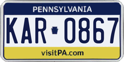 PA license plate KAR0867
