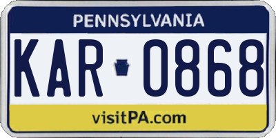 PA license plate KAR0868