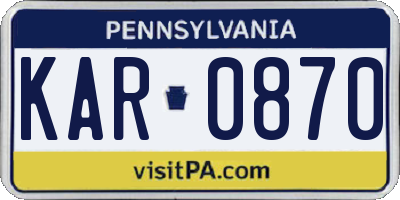 PA license plate KAR0870