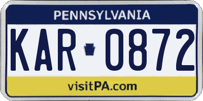 PA license plate KAR0872