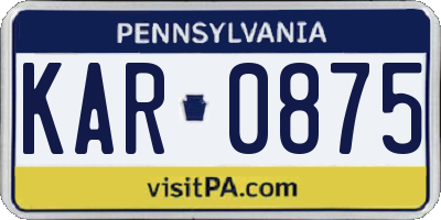 PA license plate KAR0875