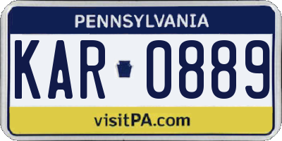 PA license plate KAR0889