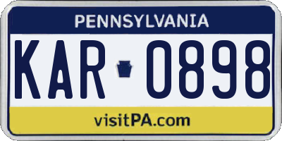 PA license plate KAR0898