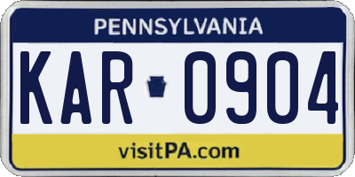 PA license plate KAR0904