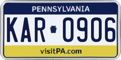 PA license plate KAR0906